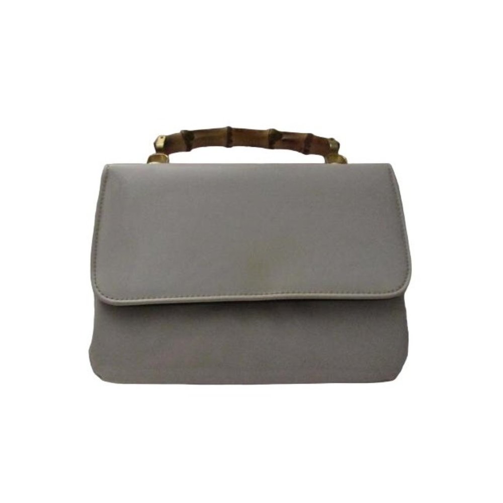 Gucci White Patent Leather Lunchbox w Bamboo Handle